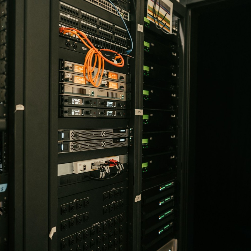A rack of servers in a data centre