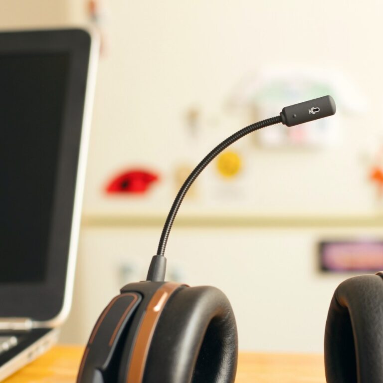 A telephone headset resting on a desk